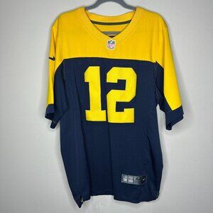 Green Bay Packers Aaron Rodgers Jersey Nike NFL Football Yellow Blue Size XL